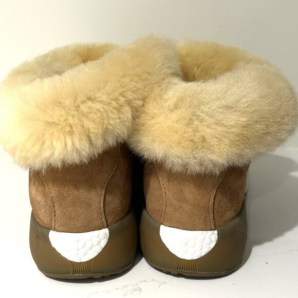 AU&MU Sheepskin Taurus Adjustable Fur Wool Ankle Snow Boots, Size 7, Chestnut - Picture 4 of 6